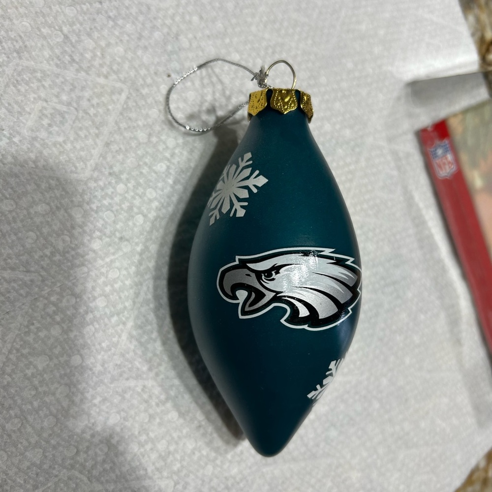 Forever Collectibles Eagles Teal and Gold Ornaments- 3 in bundle